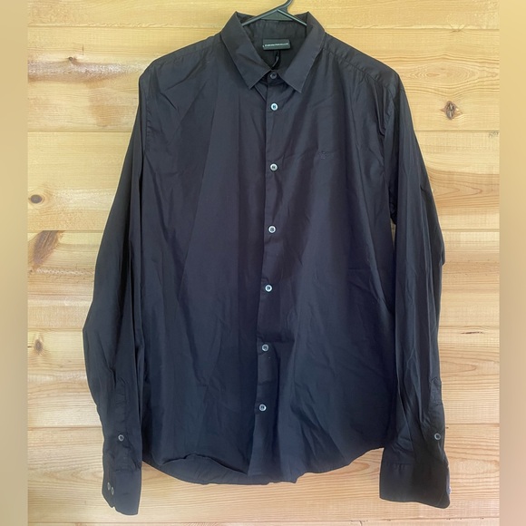 Emporio Armani Black slim-fit Button Down Shirt - antelopusenergy.com